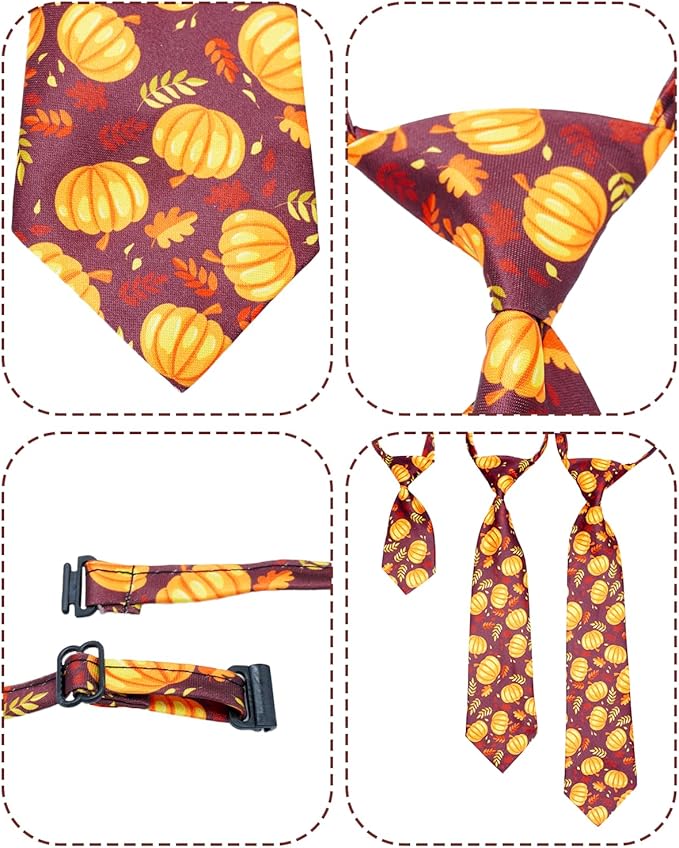 PET SHOW 10 Pack Thanksgiving Big Dog Ties Neckties for Large Breed Dogs XL Adjustable Holiday Grooming Accessories Neck Ties Bowties Girl Boy Pets Festival Costumes Party Gift Favor(Large)