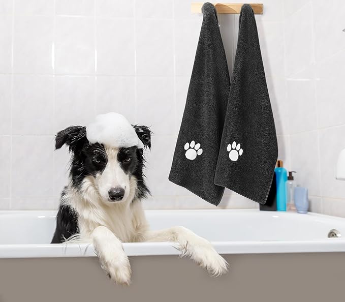 3 Pack Microfiber Dog Towels for Drying Dogs, Super Absorbent and Soft Pet Grooming Towel, 40 Inch X 23.6 Inch, Perfect Dog Drying Towels for Large, Medium or Small Dogs, Black