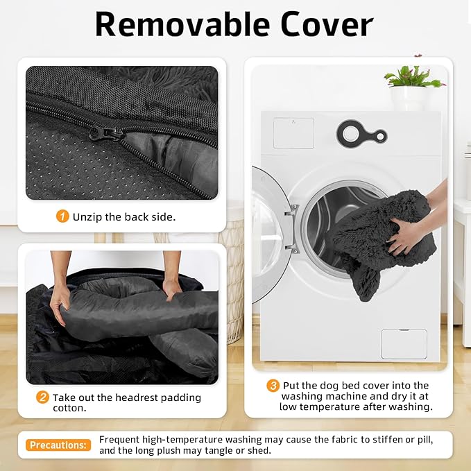 Calming Dog Bed Fluffy Plush Dog Mat for Furniture Protector with Removable Washable Cover for Large Medium Small Dogs and Cats (Small(35x31x5), Dark Grey)