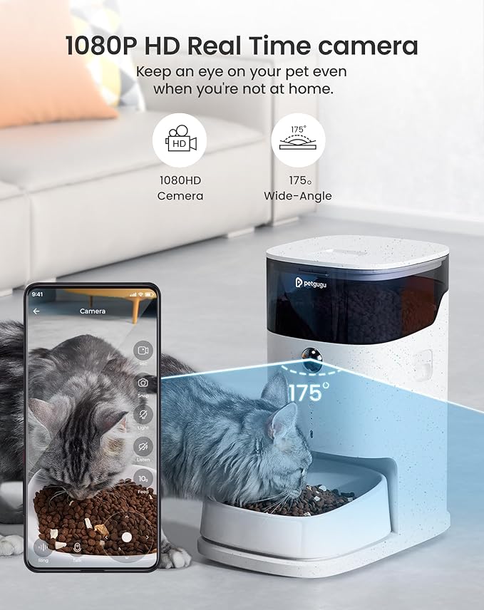 PF2 2.4G Healthy Automatic Cat feeder, 3.5L Automatic Dog Feeder with Video and Voice Call, APP data monitoring, Ceramic Bowl, Customized Timed Feeding,Freshness Preservation,Easy Removal for Cleaning
