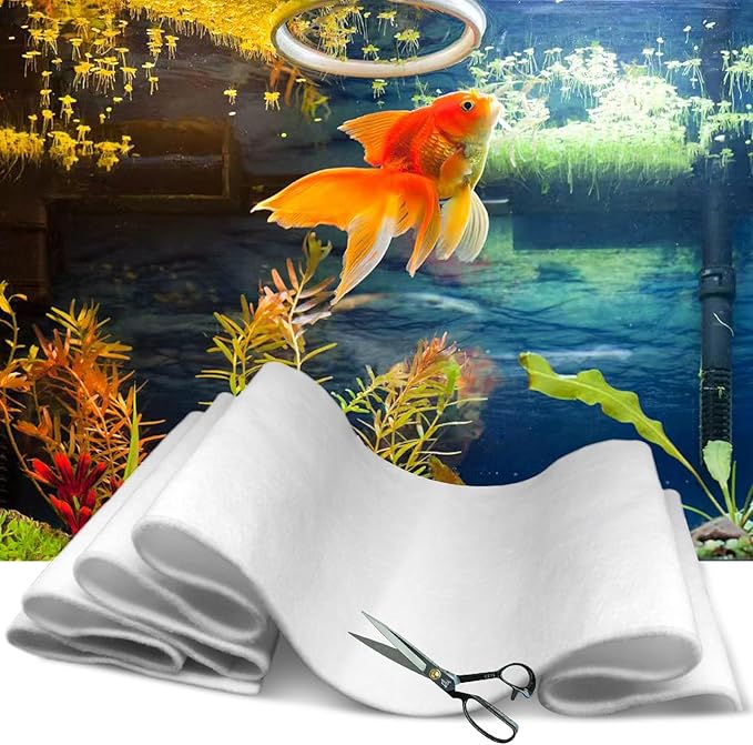 UBeesize Aquarium Filter Media Floss, 24" x 36" Pond Filters for Outdoor Ponds and Fish Tank, High Efficiency Aquarium Filter Material, No Dye and Reusable Filter Floss
