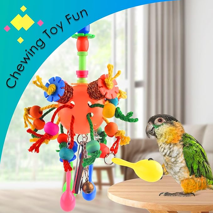 KATUMO Bird Toys, Parrot Toys Parakeet Foraging Shredder Hanging Toys Bird Ball Treats for Conure Mini Macaw Cockatiel Lovebird Small-Medium Birds