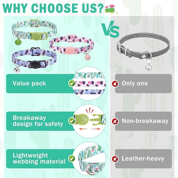 SCENEREAL Breakaway Cat Collar with Bells, Safety Buckle Soft Adjustable Cats Collars for Spring Summer Daily Wearing, Kitten Puppy Pink Personalised Collars for Dogs Girl Boy