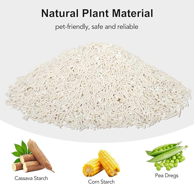 Non-Stick Ultra Clumping Tofu Cat Litter with Cassava, Odor Control Low Tracking Kitty Litter Pellets, Plant-Base Natural Ingredients Cat-Litter, Last Twice as Long as Clay Litter, 9lbs X 1Pack