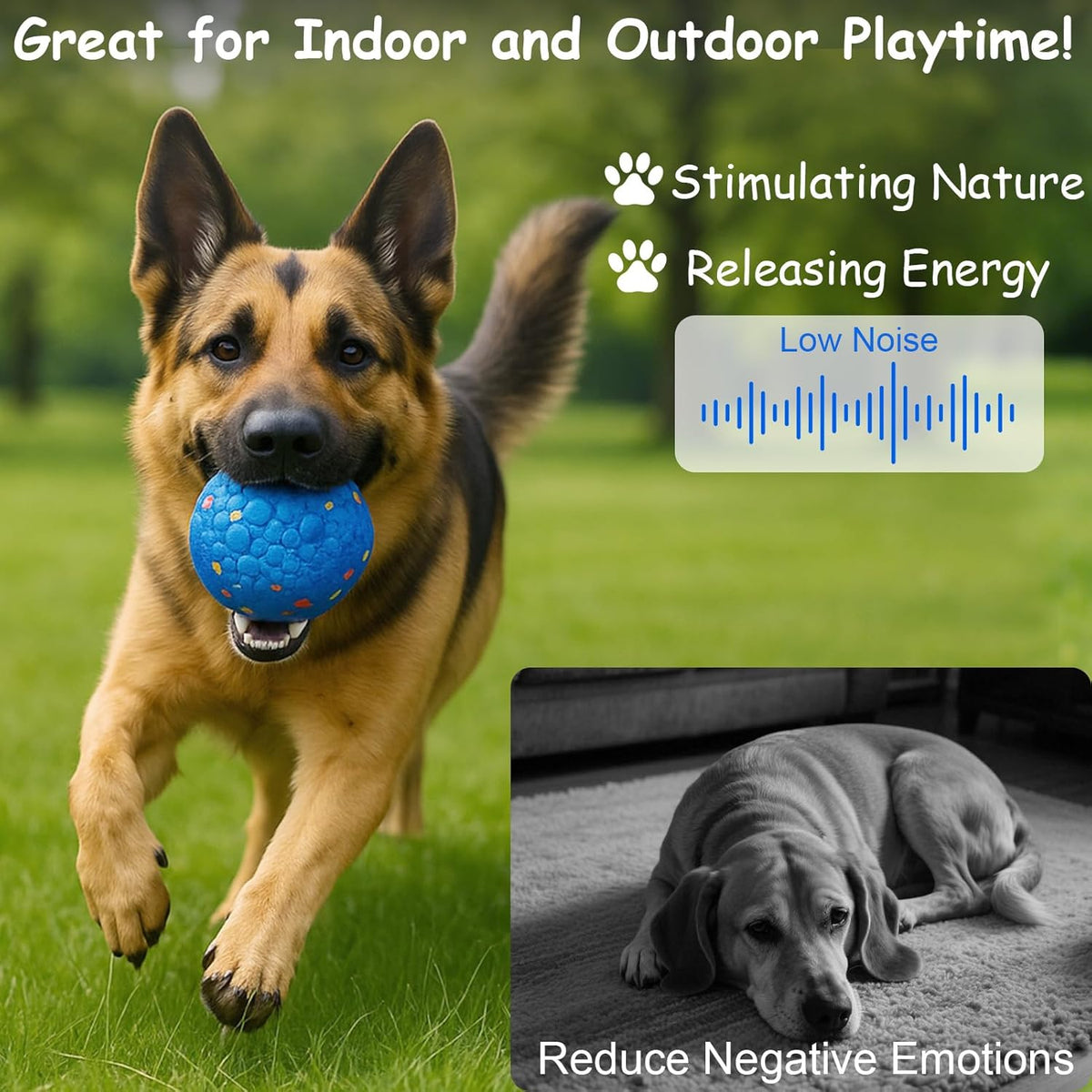 AIERSA Interactive Dog Ball Toys To Keep Them Busy, Automatic Bouncy Moving Rolling Ball Toy Anti Boredom, Self Play Smart Electric Active Balls for Medium Large Dogs,E-TPU Material for Inside Outside