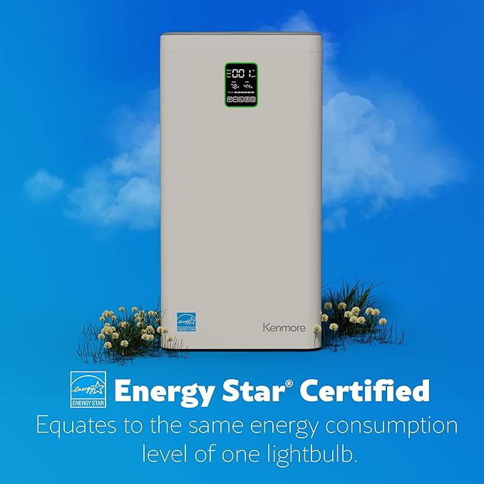 Kenmore PM4030 Air Purifier with H13 True HEPA Filter, Covers Up to 2300 Sq.Foot, 24db SilentClean 3-Stage HEPA Filtration System, 5 Speeds for Home Large Room, Kitchens & Bedroom