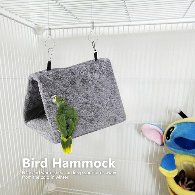 Warm Bird Nest House, Bird Bed for Cage Accessories, Parakeet Toys Hammock, Plush Parrot Hanging Hut Tent for Conure Cockatiel Lovebird Cockatoo