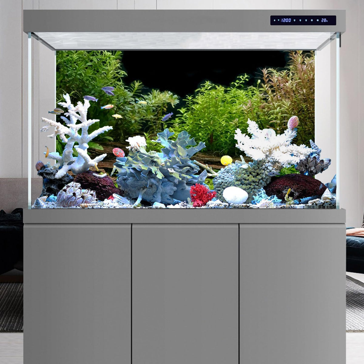 AWERT Aquarium Background River Bed & Lake Aquatic Plant Fish Tank Background Vinyl 72x24 inches
