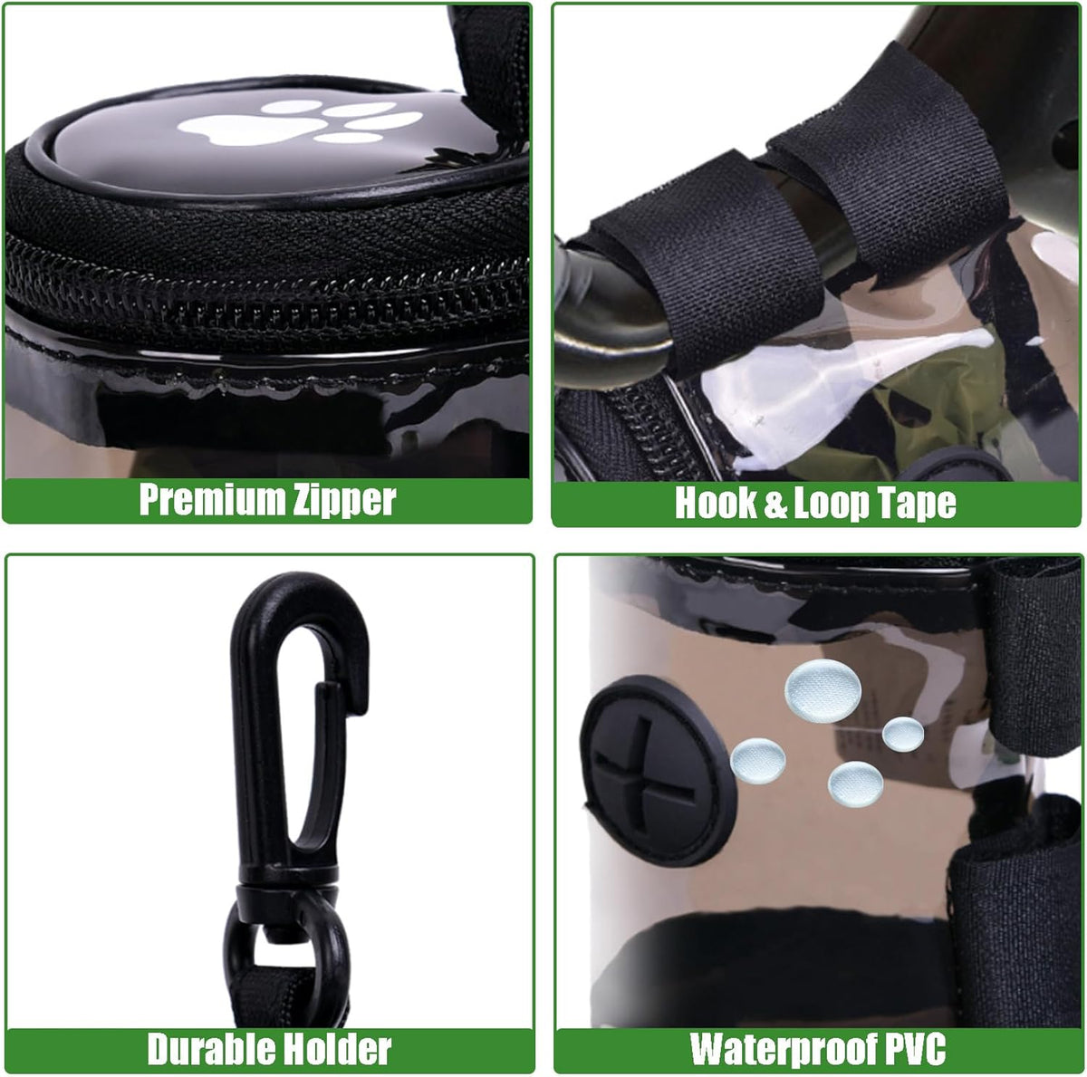 Dog Waste Bag Dispenser Poop Bag Dispenser for Leash Accessory dog Poop Bag Holders Fits Dog Leash Include Hand Free Holder, Clear, No-PUXYB