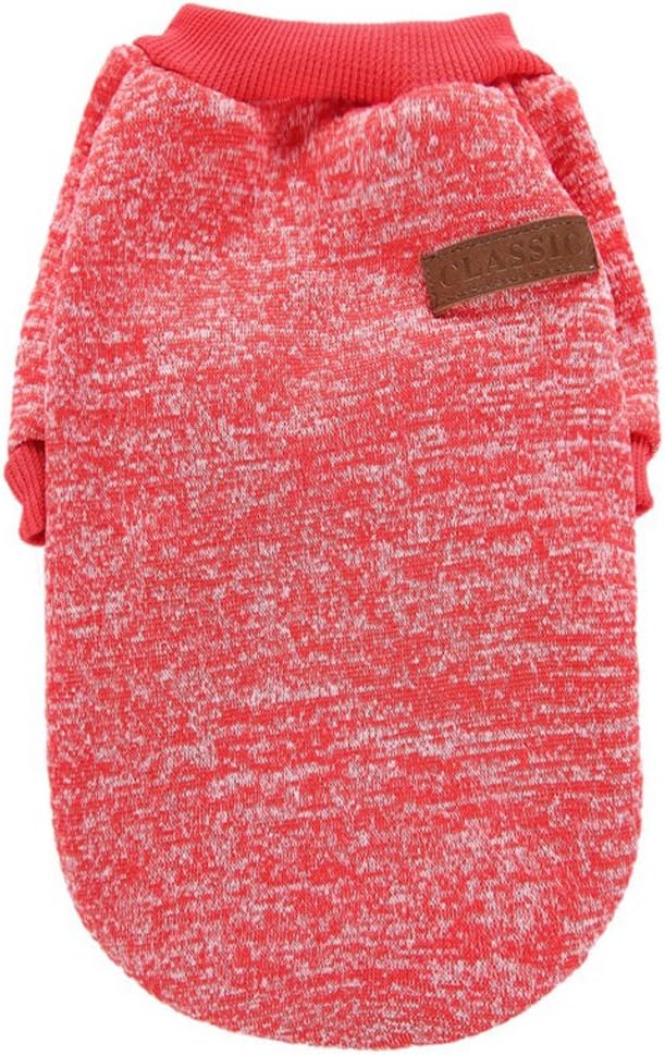 Jecikelon Dog Clothes Dogs Sweater Soft Puppies Clothing Winter Puppy Sweaters Warm Outfit for Dogs Small XXS XS Cat Apparel (Red, S)