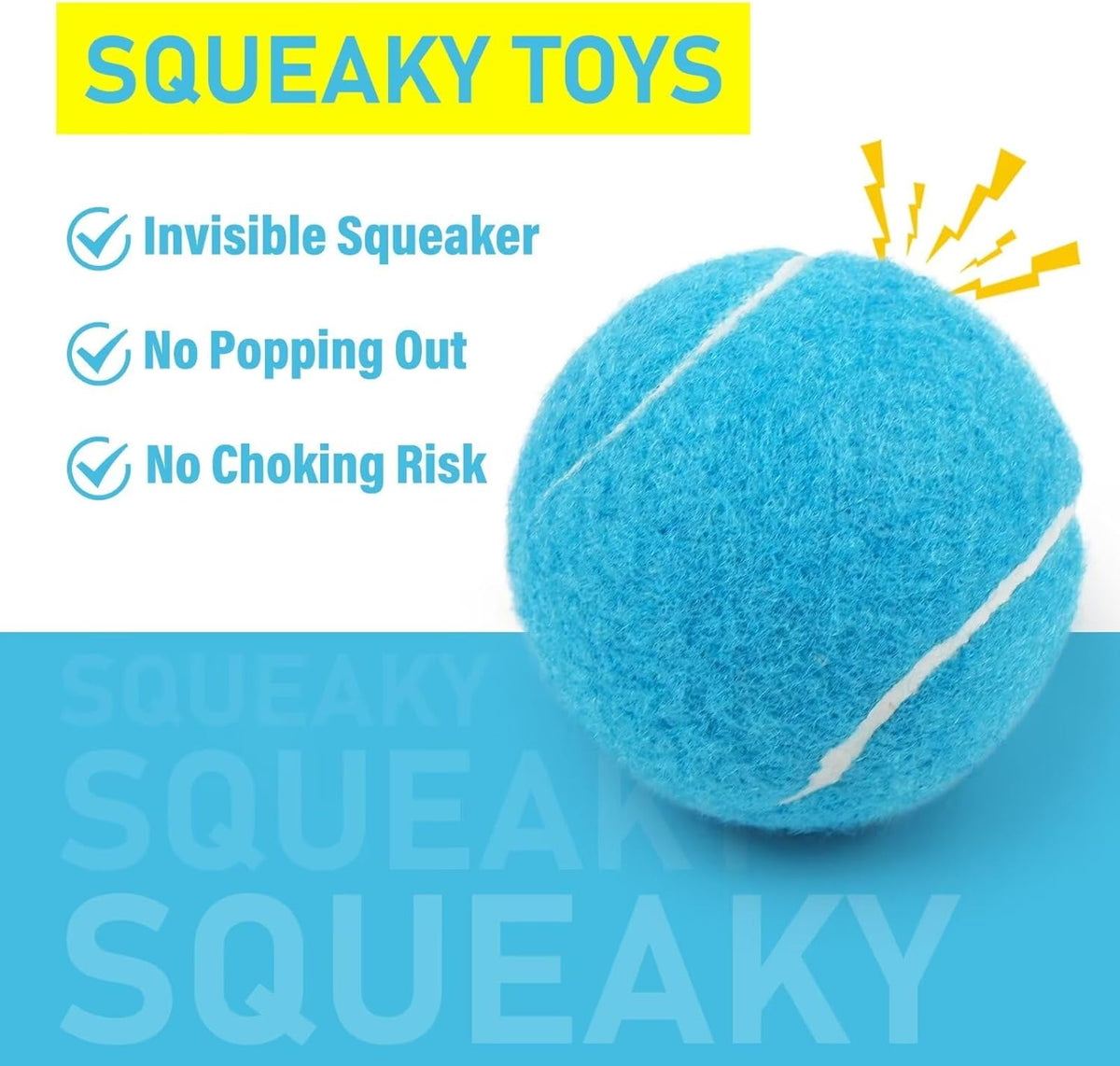 Prime Pets Squeaky Balls for Dogs, 2.5 Inch Dog Squeaky Toys, Interactive Dog Toy Tennis Balls for Indoor Outdoor, Squeak Toys for Medium, Large Dogs