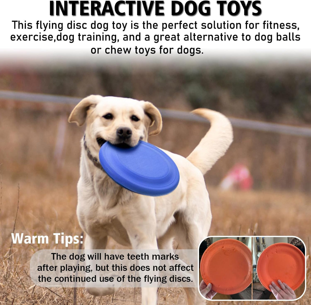Dog Flying Disc - Durable Rubber Flying Disc Dog Toy - 9.25" Indestructible Rubber Dog Flying Discs Flyer Dog Toys - Puncture Resistant & Bite Resistant Extremely - for Medium Large Dogs