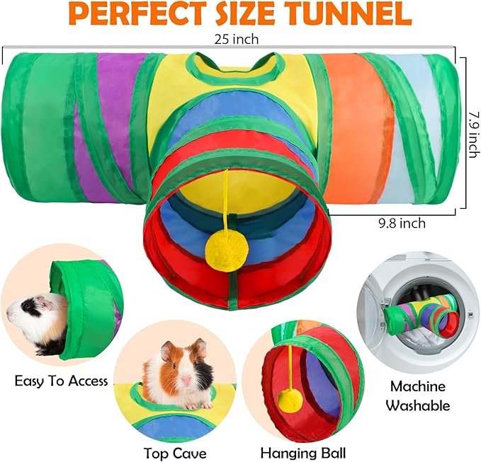 Sofier Guinea Pig Tunnel Hideout Cage Accessories Chew Toys for Hamster Rabbit Ferret Rat Chinchilla Hedgehog Enrichment Playpen Boredom