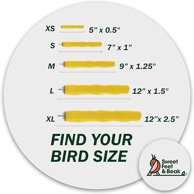 Sweet Feet and Beak Comfort Grip Safety Perch for Bird Cages - Pedicure Perch for Birds to Keep Nails and Beaks in Top Condition - Safe Easy to Install Bird Cage Accessories - Small 6.5"