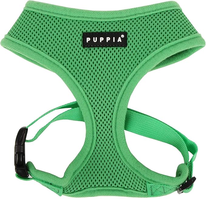 Puppia Soft Dog Harness No Choke Over-The-Head Triple Layered Breathable Mesh Adjustable Chest Belt and Quick-Release Buckle, Green, XX-Large