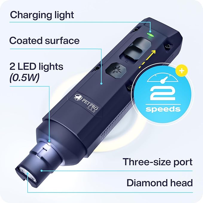 Dog Nail Grinder Quiet Dog Nail File Pet Toenail Grinder for Dogs Quiet Cat Electric Drill Trimmer for Large Dogs Small Medium Pet Electric Trimmer Drill for Dogs with Guard (Blue)