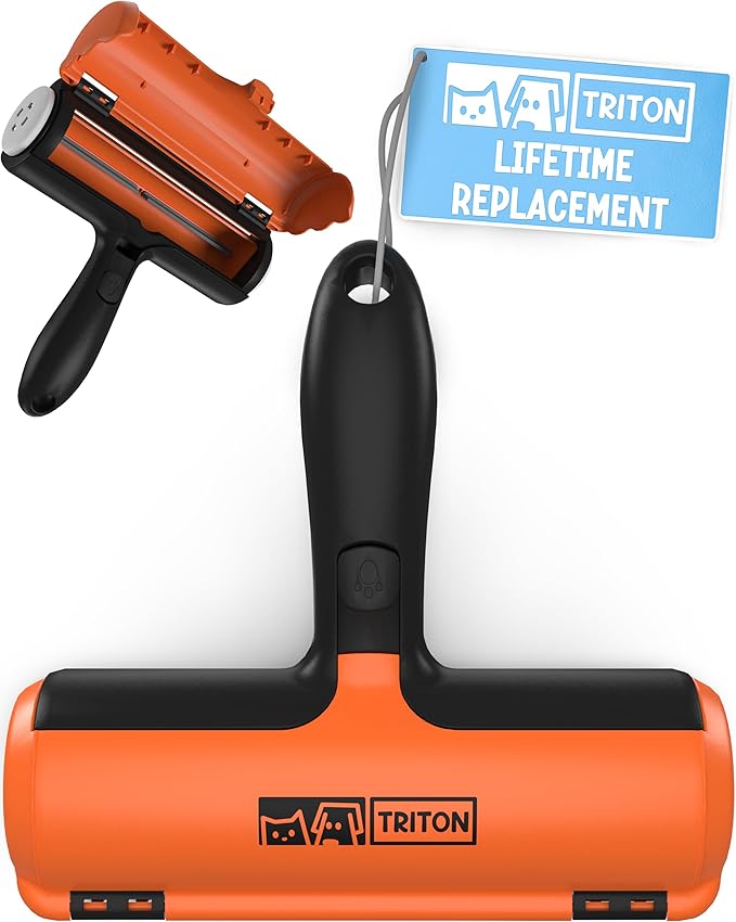 Triton Pet Hair Removal Tool w/Trapping Compartment - Easy to Use Pet Hair Roller, Hair Remover Tool - Cat and Dog Hair Remover - Pet Hair Remover for Furniture, Couch, Bedding, Clothes, Car