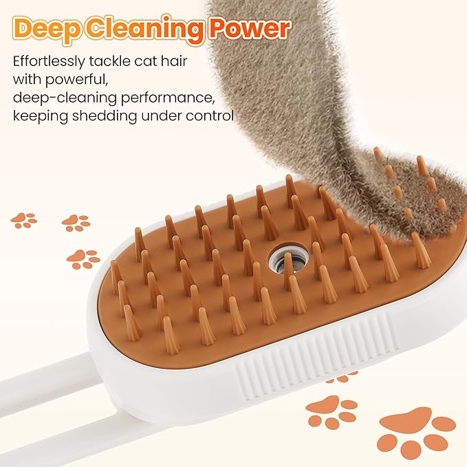 Cat Steam Brush for Shedding, 4-in-1 Rechargeable Steam Pet Brush for Cats & Dogs, Anti-Static, Gentle Fur Removal & Combing, Ideal for Short & Long Hair Pets, Easy to Use