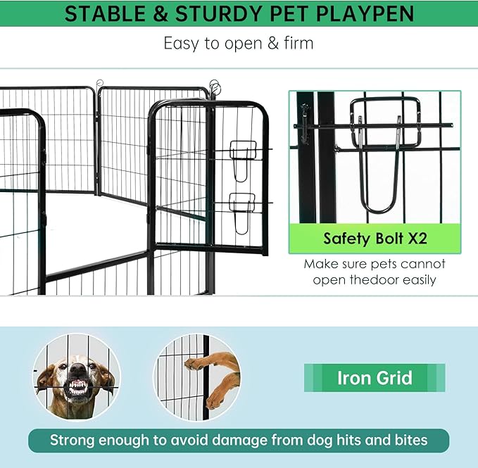BestPet | Dog Playpen | 40 Inch, 16 Panels | Heavy Duty Metal Pet Exercise Pen | Indoor Outdoor Fence Panels | Rust-Resistant, Removable, Tool-Free Setup | Anti-Skid, Expandable Design