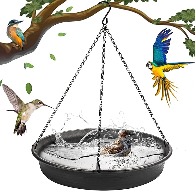 Hanging Bird Bath Hanging Bird-Feeder - CARGEN Garden BirdBath Tray Wildlife Feeder Plate Water Bowl or Water Bowl for Outdoors Garden Patio Decoration