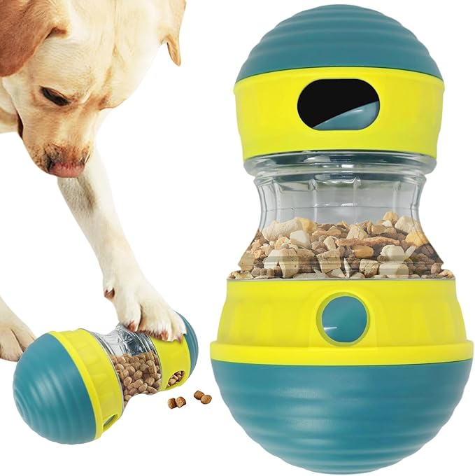 Interactive Dog Toys to Keep Them Busy, Puppy Puzzle Adjustable Food Dispenser Slow Feeder, Enrichment Treat Dispensing Toy Ball for Large/Medium/Small Breed Dogs Pet Gift (Yellow)