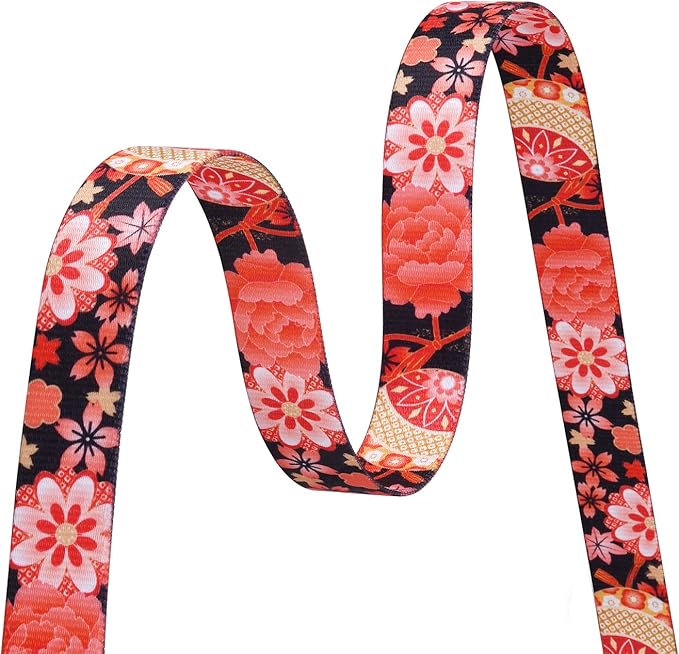 Dog Collar with Bohemia Floral Tribal Geometric Patterns - Soft Ethnic Style Collar Adjustable for Small Medium Large Dogs(Red Flower A,L)