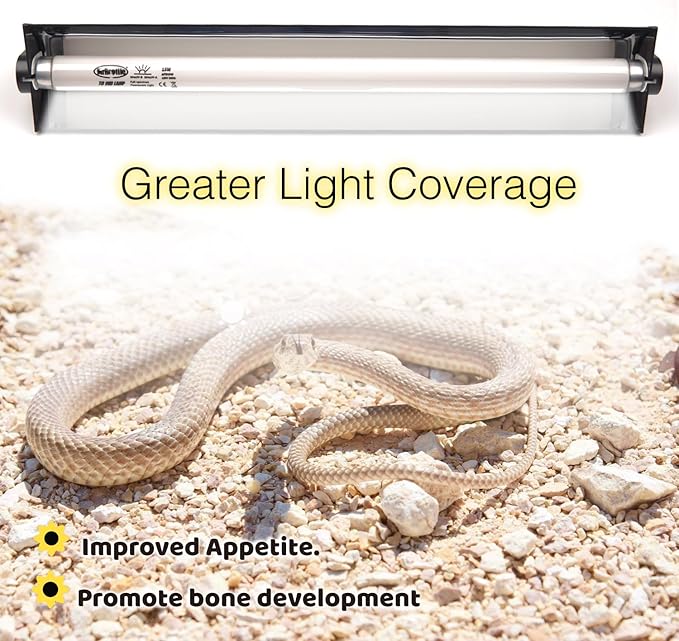 T8 UVB Reptile Light Kit, 15W UVB Light Fixture and 10.0 UVB Lamp Bulb Kit, for Desert-Dwelling Reptiles, Bearded Dragon UVB Light 18 inches
