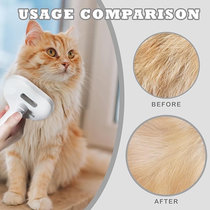 3-in-1 Steam Brush for Cats & Dogs – Hair Removal Comb with One-Click Release & Water Spray – Grooming Brush for Shedding, Long/Short Hair