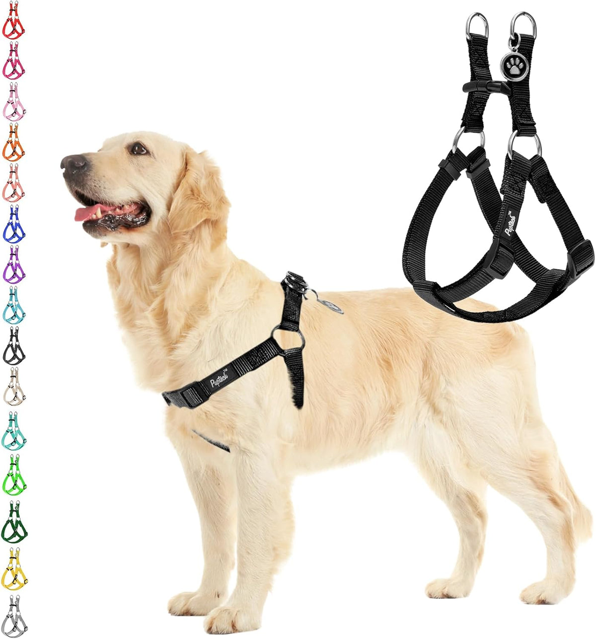 PUPTECK No Pull Dog Harness Soft Adjustable Basic Nylon Step in Puppy Vest Outdoor Walking with ID Tag Medium