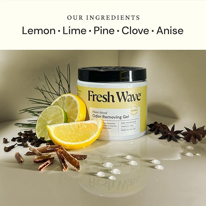 Fresh Wave Lemon Odor Removing Gel, 15 oz. | Odor Absorbers for Home | Safer Odor Relief | Natural Plant-Based Odor Eliminator | Every 15 oz. lasts 30-60 Days | For Cooking, Trash & Pets