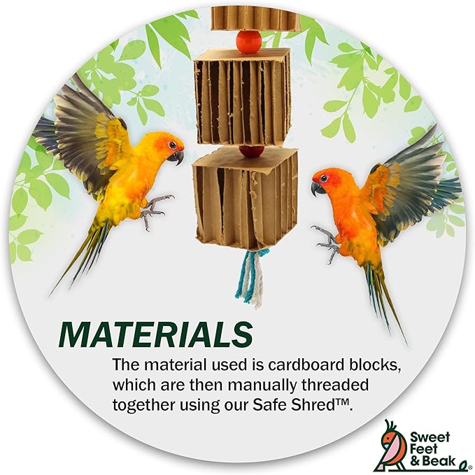 Sweet Feet and Beak Blocks N Knots - Perfect Cage Shredding and Foraging Toy for All Birds - Food Safe Cardboard, Non-Toxic, Easy to Install Cage Accessories