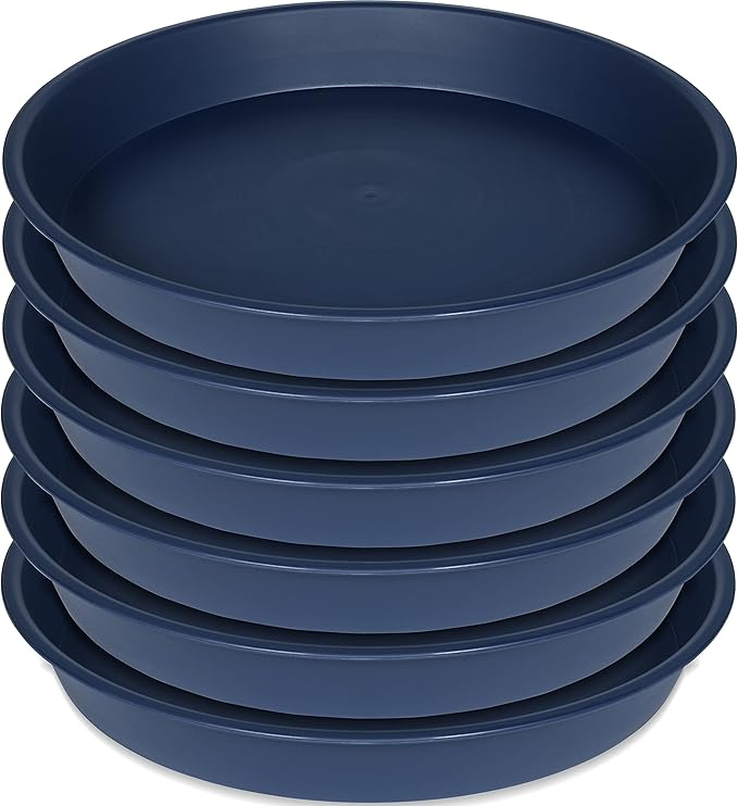 6 Pack of 12 inch Plant Saucer, Heavy Duty Plastic Plant Saucer 12" Round, Durable Plant Tray for Pots, Plant Saucers for Indoors, Plant Trays for Planter (12", Blue)