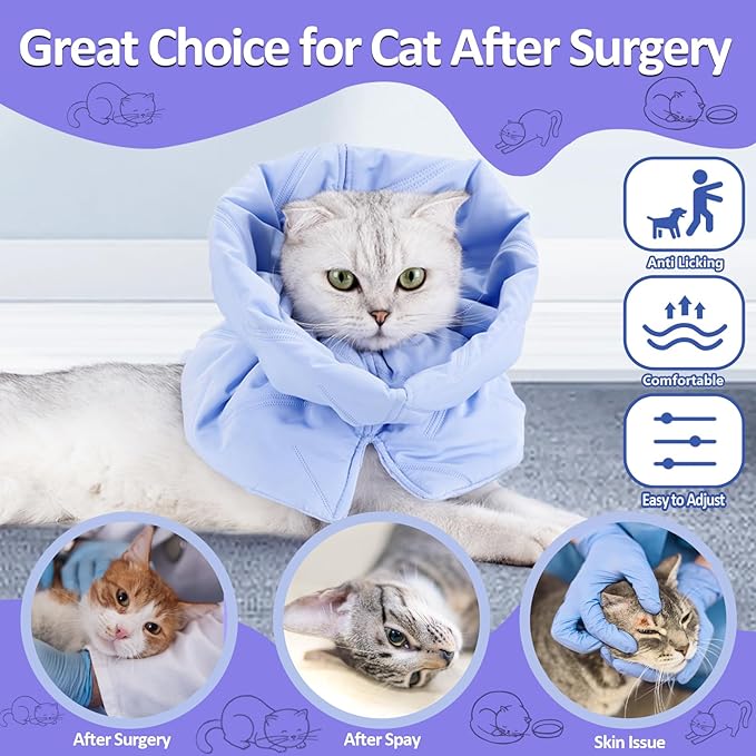 Soft Cat Cone Collar for Recovery - Adjustable, Lightweight Elizabethan Collar Alternative for Small Cats & Kittens