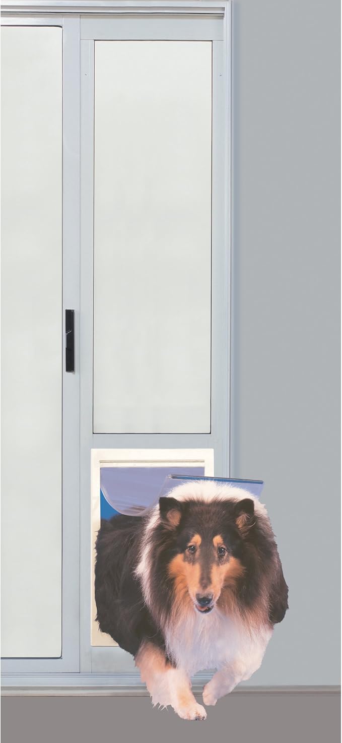 Ideal Pet Products Aluminum Pet Patio Door, Adjustable Height 77-5/8" to 80-3/8", 10-1/2" x 15" Flap Size, White