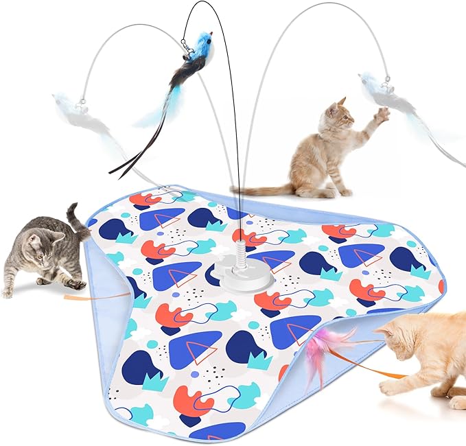 Interactive Cat Toys, Hide-and-Seek Automatic Cat Toy, Rechargeable Three-in-One Suitable for Kitten Toys to Interact and Play Automatically, with A Bird-Shaped Cat Toys for Indoor Cats
