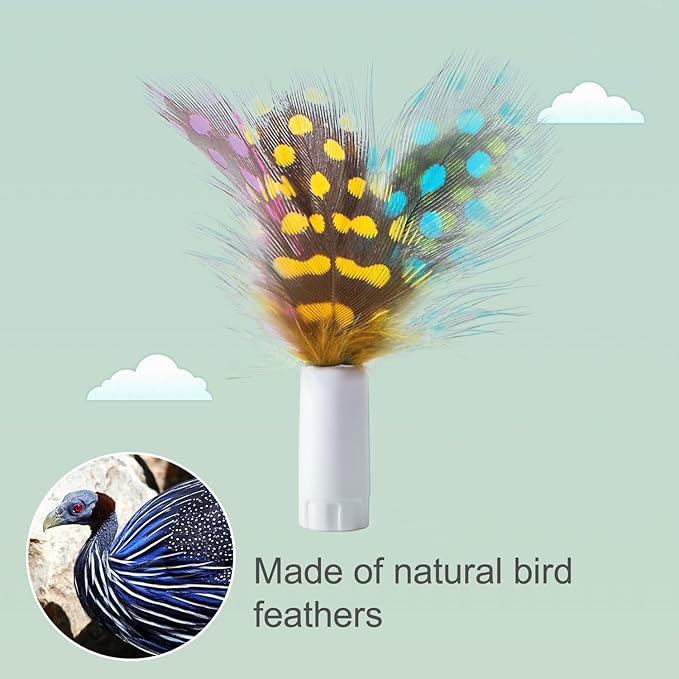 ORSDA 12 Pcs Feathers Replacement and Soft Furry Accessories ONLY Fits Cat Toys, Interactive Toys for Indoor Cats-NOT fits for Other Brand Toys