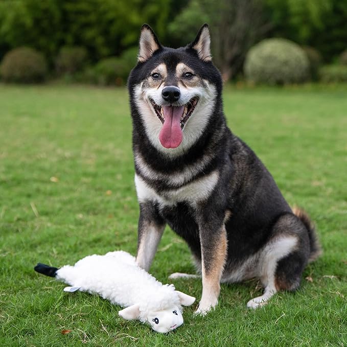 Best Pet Supplies Squeaky Dog Toys with Soft Durable Fabric for Small, Medium and Large Pets Interactive Toy for Indoor Play, Supports Active Biting and Play - Sheep, Cow, Small