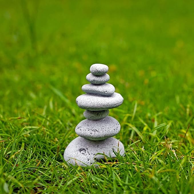 OwMell Balanced Stones Cairn Statue Garden Decor, Stacked Zen Rock Stone, Small Fish Tank Decoration, Micro Landscape Decor - Cairn