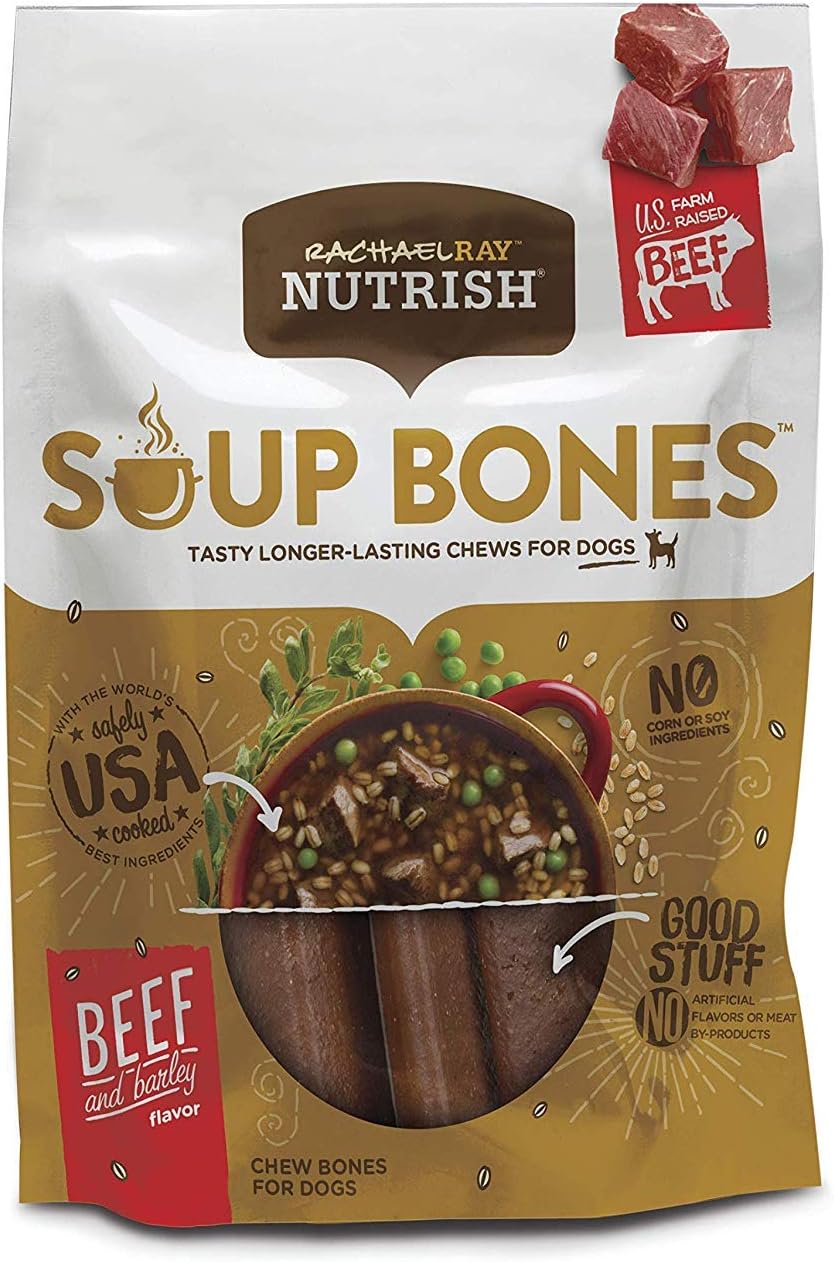 Rachael Ray Nutrish Dog Chews Soup Bones With Real Beef & Barley, 24 Dog Treats