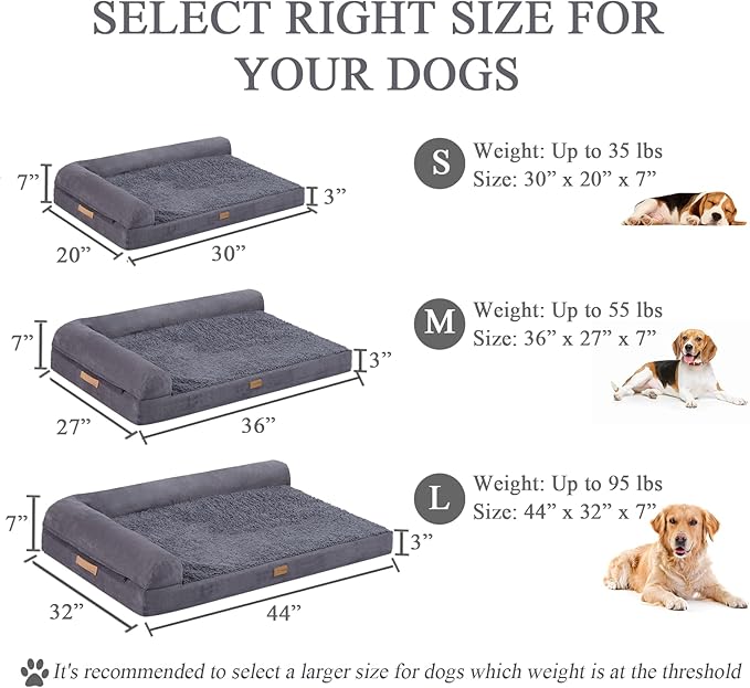 Small Orthopedic Dog Bed Couch With Waterproof and Removable Cover, Fluffy for Crate Sofa With Nonskid Bottom, Pet Bed for Dogs Up to 35lbs, 30" L x 20" W x 7" Th