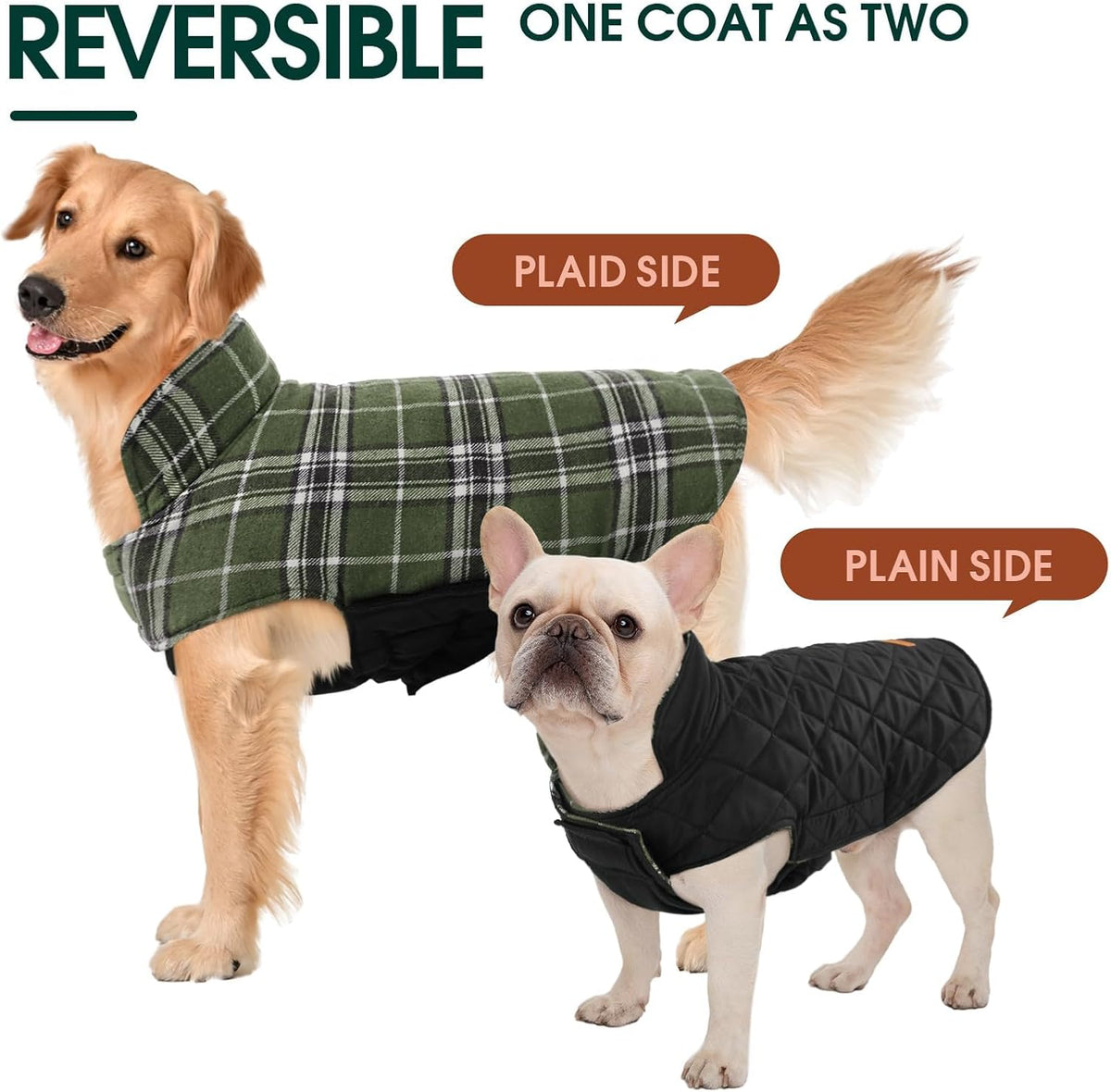 Kuoser Warm Dog Coat, Waterproof Dog Jacket for Extra Large Dogs, Adjustable Durable XXL Doggie Winter Coat Reversible Puppy Cold Weather Apparel from Small to Large Breed, Blue XXL