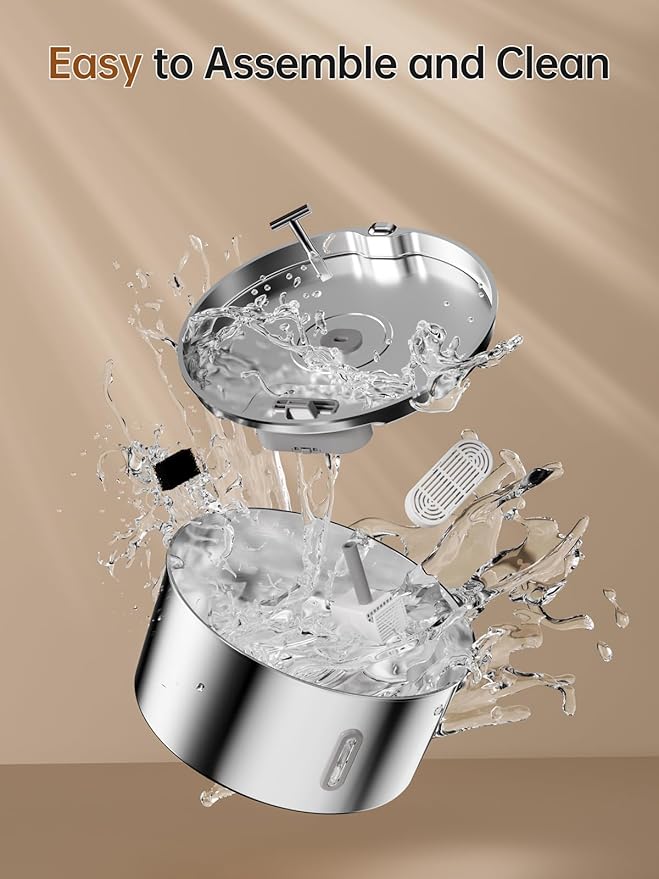 Dog Water Fountain for Large Dogs, 7L/236oz/1.8G Stainless Steel Dog Fountain, Large Automatic Pet Drinking Bowl Dispenser with Quiet Pump, Multiple Filtration, Dual-Stream for Cats and Dogs Indoor