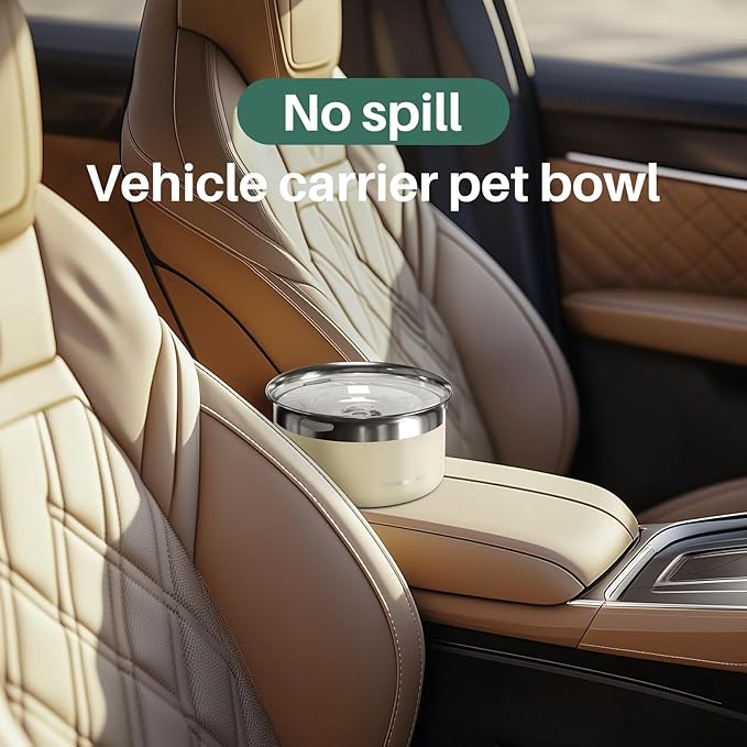 Gardner Pet Dog Bowls 1 Gallon (3.85L) Stainless Steel No Spill Water Bowl, Slow Water Feeder Metal Dog Bowls, Spill Proof Water Dispenser for Large Dogs, Promotes Healthy Hydration(White)