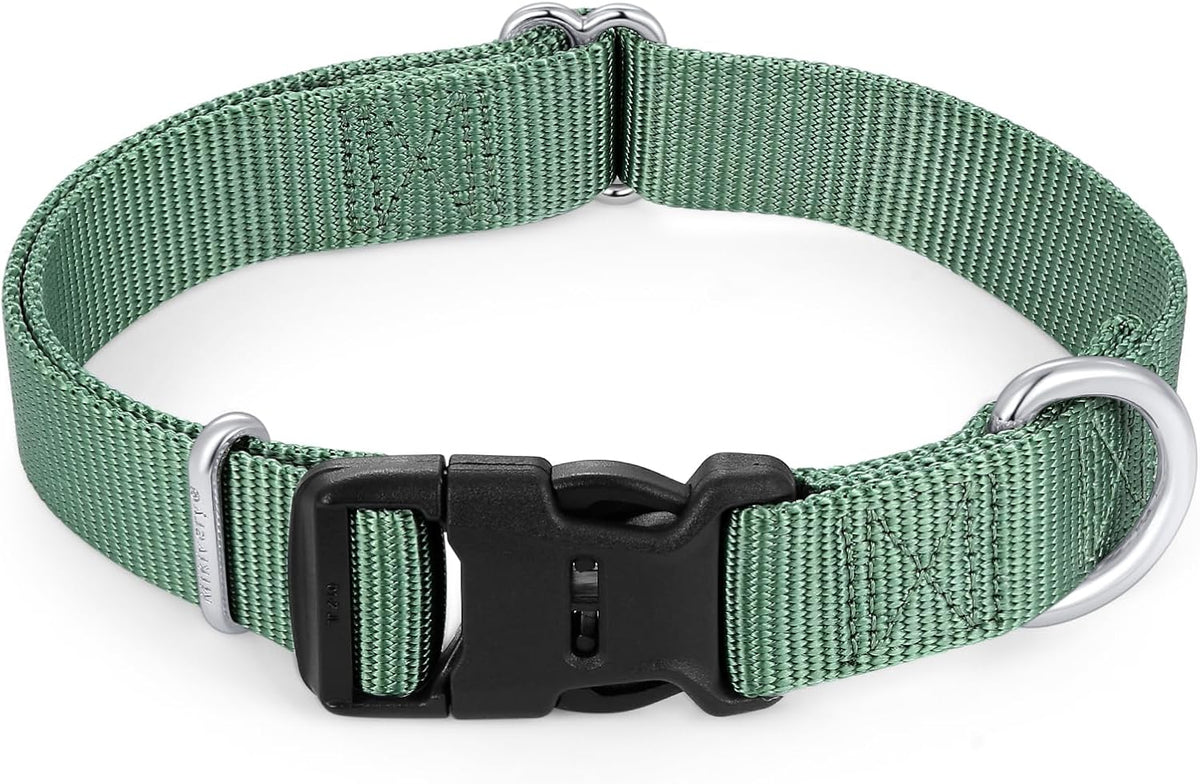 Mikivery Nylon Dog Collar with Quick Release Buckle Soft Adjustable Sturdy for Small Medium Large Dogs Emerald,M
