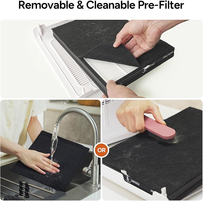 Dr.Prepare Filter Replacement for DAP01 Air Purifier, 2 Pack, 3-Stage HEPA Filter with Washable Pre-Filter and Activated Carbon