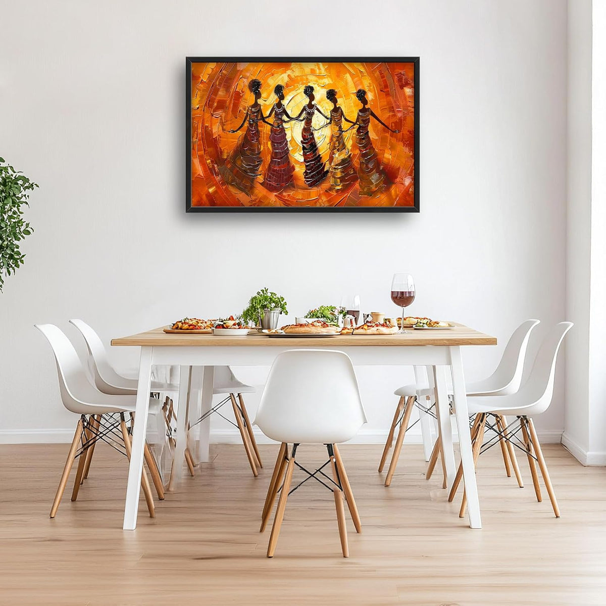 Quorin African American Large Wall Art Abstract Black Girl Women Dance Pictures Wall Decor Retro Ethnic Canvas Print Painting Artwork for Bathroom Living Room Bedroom 36L x 24W