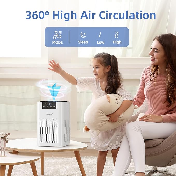 AromaRoom Air Purifiers for Bedroom, Hepa Air Purifiers for Home Pet Pee Smell with Aromatherapy, Quiet 360° Airflow Air Cleaner 3-in-1 Filter for Office, Dorm, Apartment, Kitchen, AP102-White, 2Packs