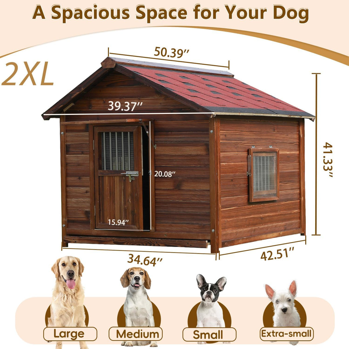 Outdoor Dog House for Large Breed Dogs with Removable Floor&Roof, Heavy Duty Pet House, Weatherproof Warm Dog House Outside, 2XL