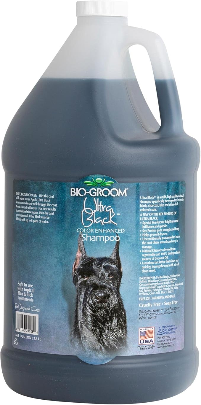Bio-Groom Ultra-Black Dog Shampoo - Color Enhancing Pet Shampoo, Dog Bathing Supplies, Puppy Wash, Grooming Supplies, Cruelty-Free, Made in USA, Coat Brightener Shampoo - 1 Gallon