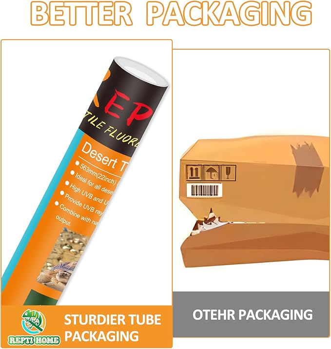 T5 UVB Reptile Light 39W 10.0, UVA Light Bulb for Reptiles, 2 Pack Lamp Tube for Bearded Dragon